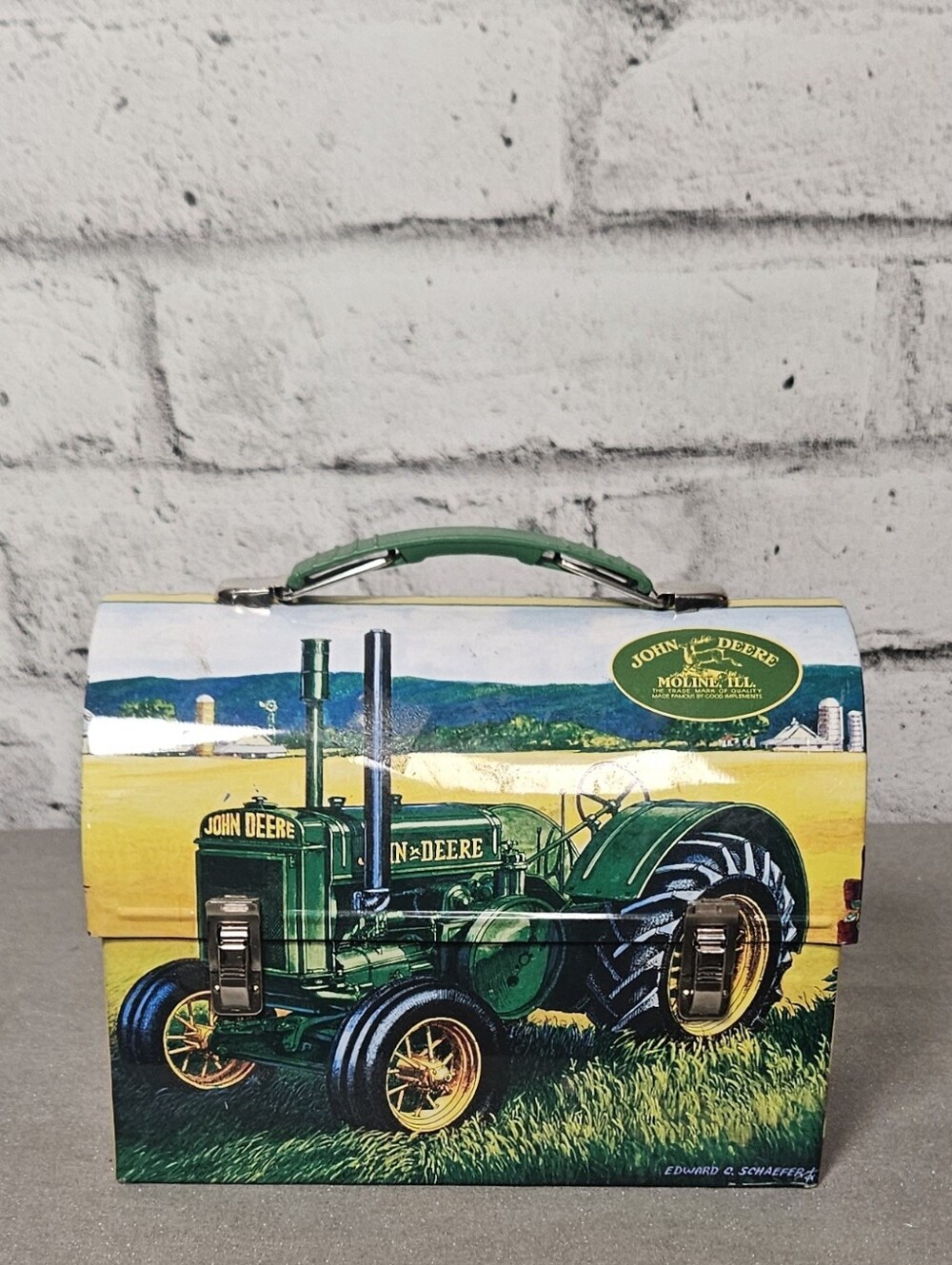 John Deere Metal Tin Lunch Box Farm Tractor Collectible Carry Case